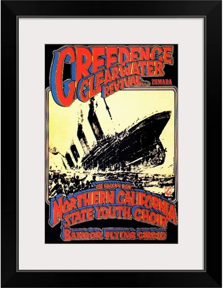 GREATBIGCANVAS Creedence Clearwater Revival Poster Black Framed Wall Art Print, Classic Rock Artwork