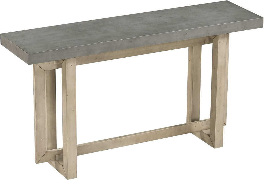 Merax Wood Entryway Console Table, Modern Line Frame with Industrial Concrete Top, for Living Room/Hallway/Foyer, Grey