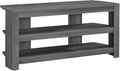 Pemberly Row 42' Contemporary Open Corner TV Stand Console, Gray Finish, Wood Construction, Space-Saving Design with Fixed Open Shelves, Fits up to 42' Flat Screen TV for Living Room or Bedroom