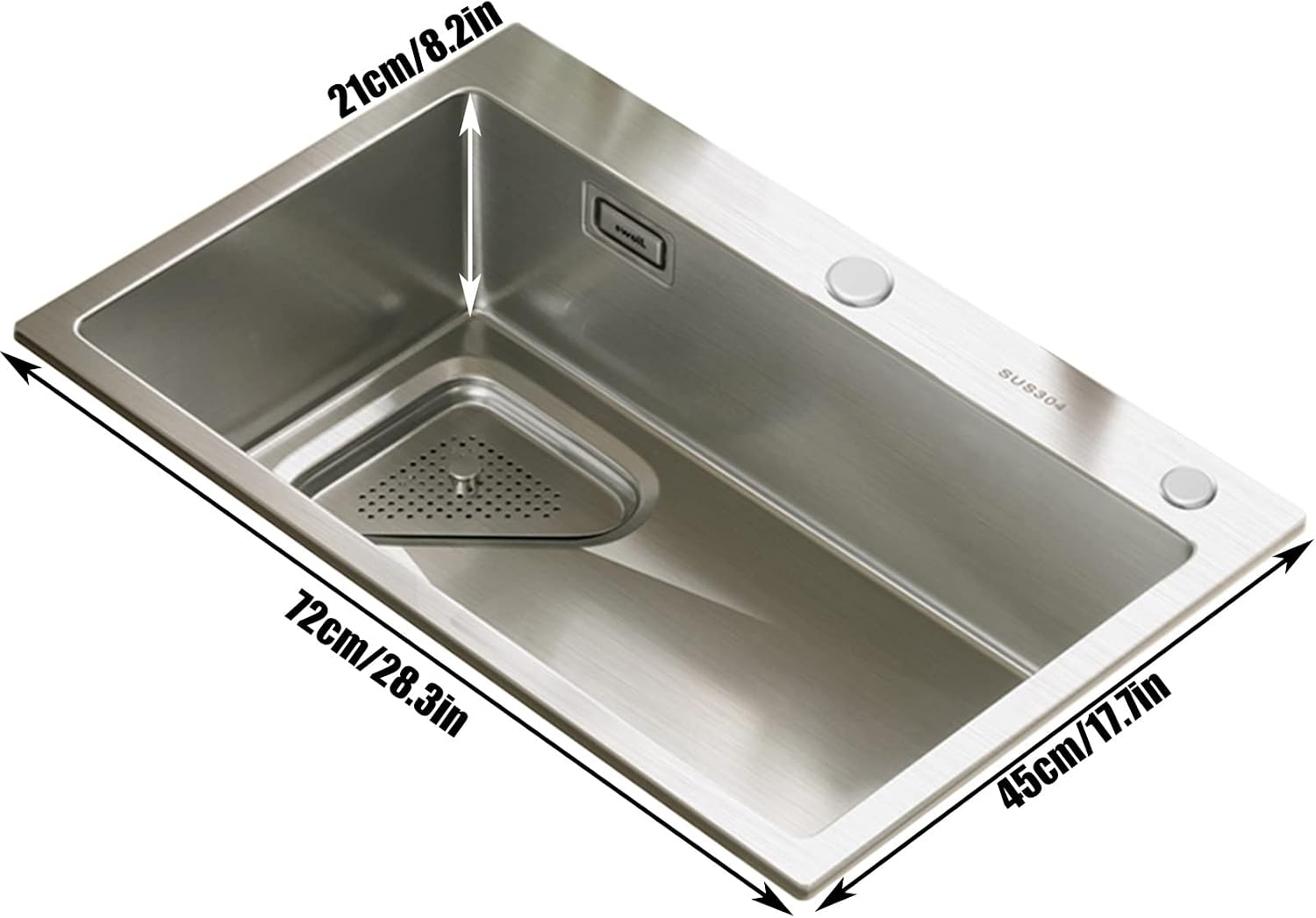 Silver Single Bowl Bar Prep Sink 304 Stainless Steel Kitchen Sink RV Sink with Drain Pipe and Installation Kit Drop in Or Undermount (Color : A-Have Faucet, Size : 68x45x21cm) (Bhave Faucet 68x45