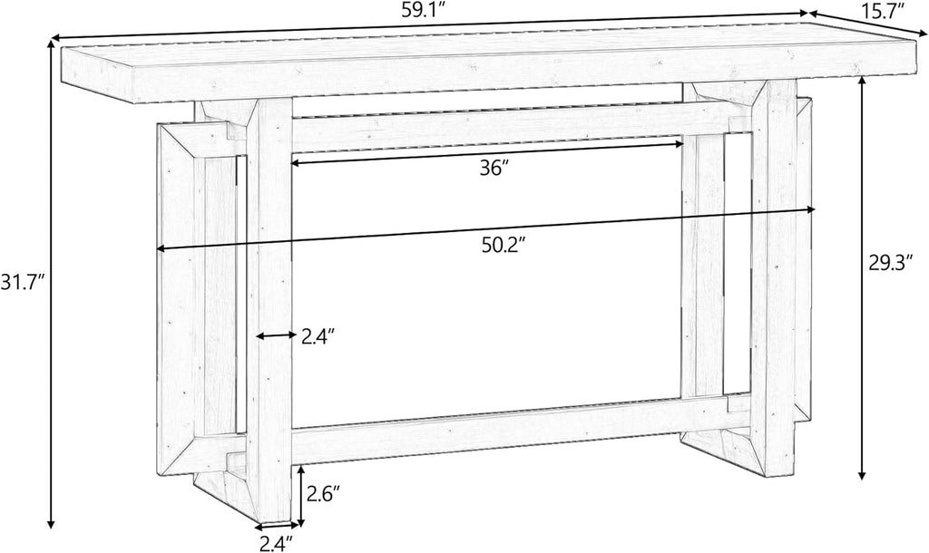 Merax Wood Entryway Console Table, Modern Line Frame with Industrial Concrete Top, for Living Room/Hallway/Foyer, Grey