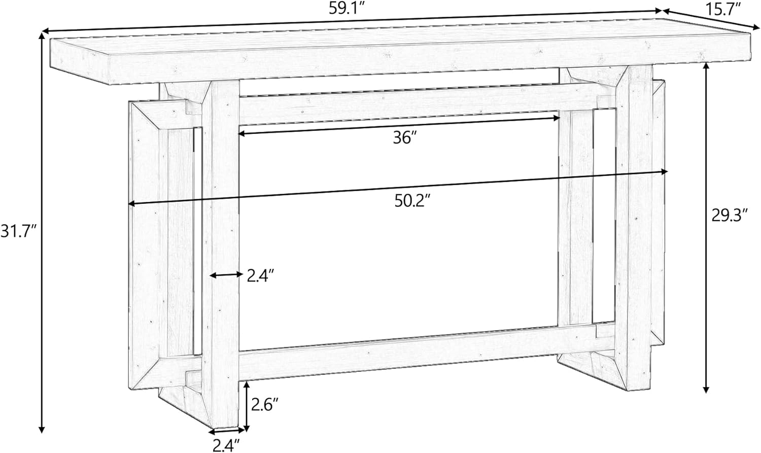Merax Wood Entryway Console Table, Modern Line Frame with Industrial Concrete Top, for Living Room/Hallway/Foyer, Grey