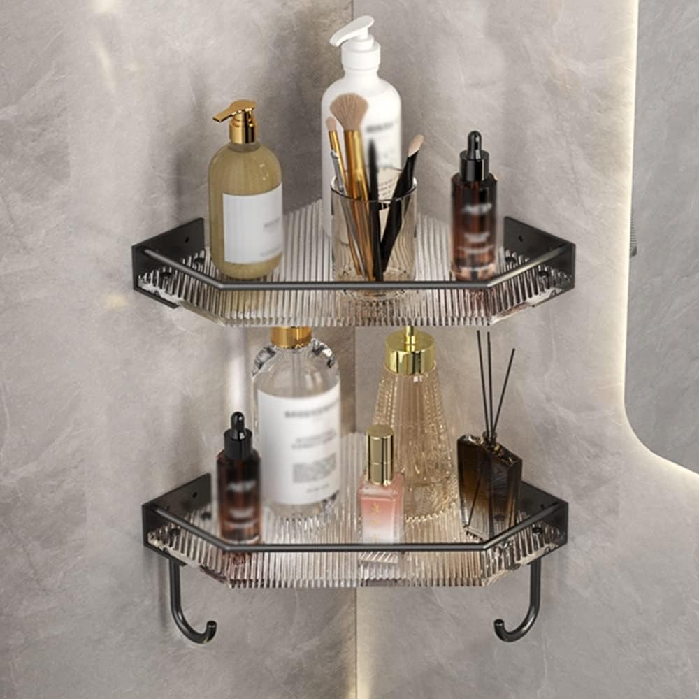 Corner Shower Caddy - Wall Mounted Acrylic Shower Shelves, Bathroom Storage Organizer for Efficient Shower Organization