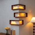 Smart Corner Shelves That Light Up Your Space, Floating Shelves with Led Lights, Floating Shelf with Light, Wooden Corner Shelves, with Lamp & Display Rack, for Display & Decor (Without Lights-3PCS)