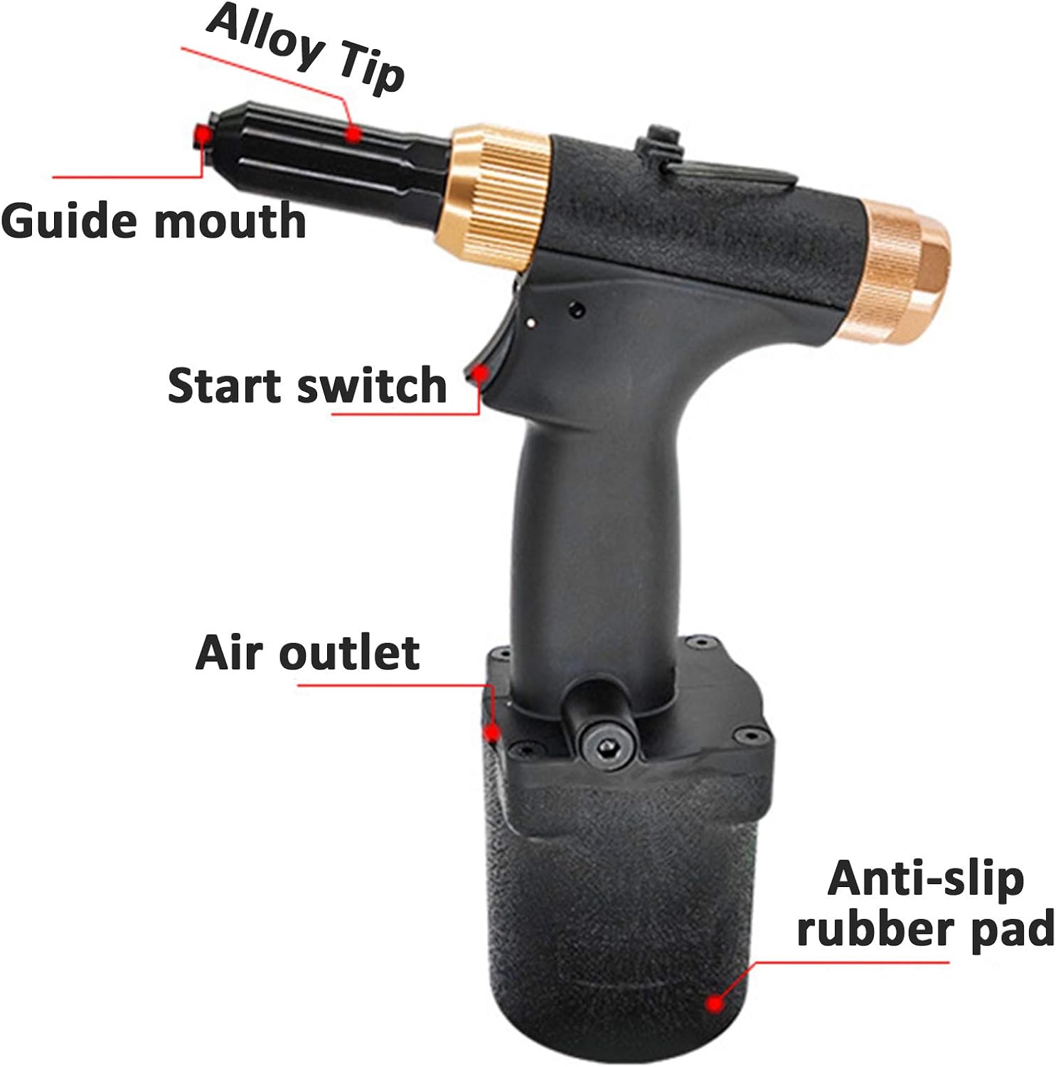 Air Hydraulic Riveter,Removable Insert Nut Tool,Pop Pneumatic Riveting Gun Rivet Tool w/Nose Pieces,for Steel/Aluminum Rivets