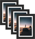 Golden State Art, 13x19 Picture Frame - Displays 11x17 Photo with Mat or 13x19 Without Mat, Wide Moulding Solid Wood Frame for Wall Display, Black (4 Packs)
