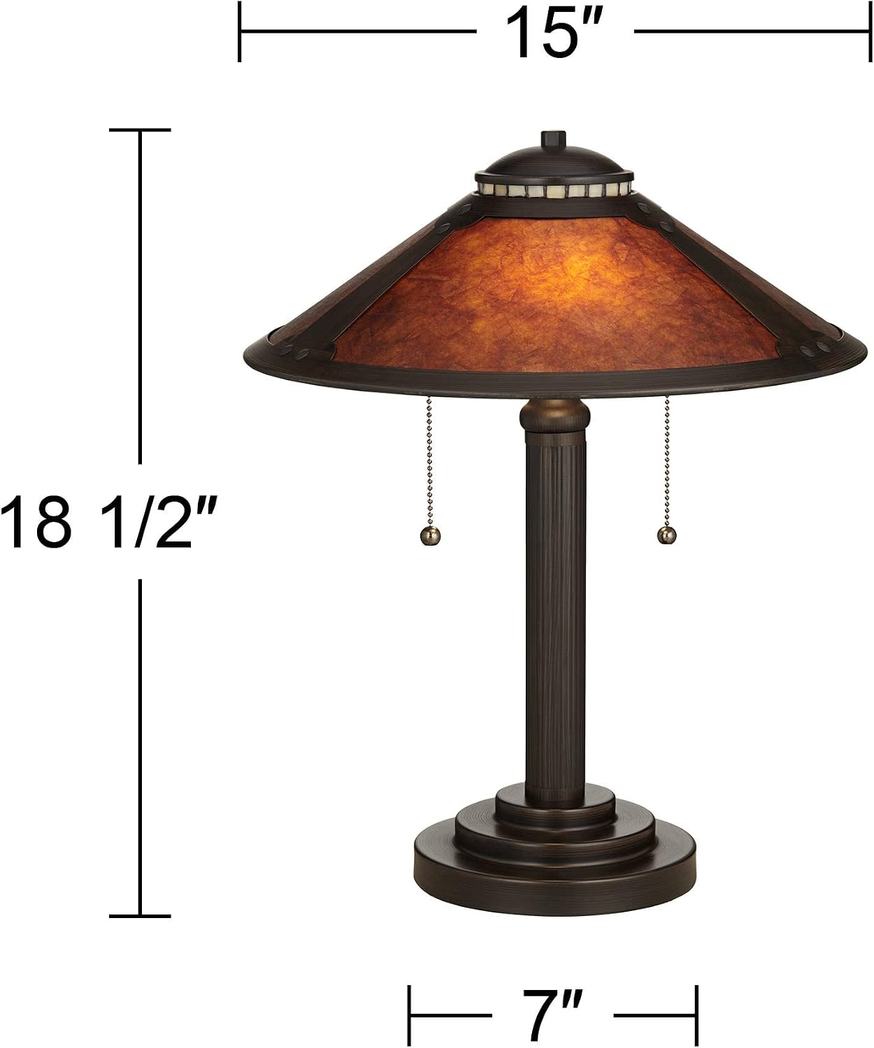 Robert Louis Tiffany Mica Collection Mission Tiffany Style Desk Table Lamp 18 1/2' High Rustic Oil Rubbed Bronze Natural Mica Shade Cottage Core Decor for Bedroom House Bedside Nightstand Home