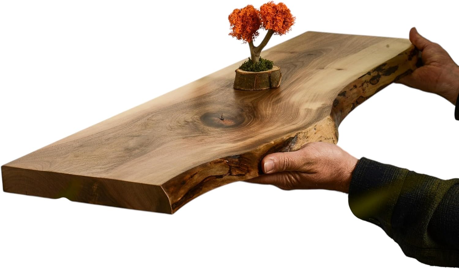 Ecca Shelf, Live Edge Walnut Floating Shelves, Live Edge Wood Floating Shelf for Wall, Rustic Floating Shelf, Un - Reclaimed Wood Shelves - Raw Edge Wooden Shelf (37'' x 9'')
