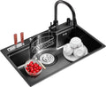 30.7x18.8in Single Bowl Bar Sinks 304 Stainless Steel Kitchen Sink with Pull-Out Faucet & Sink Accessories Drop-in Or Undermount (Color : Black, Size : 78x48x21cm) (Black 78x48x21cm)