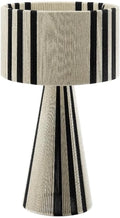 Modway Gia Vintage Modern Cotton Thread Table Lamp in Black - Unique Retro Boho Accent Lamp with Metal Base and Repeating Stripes Design