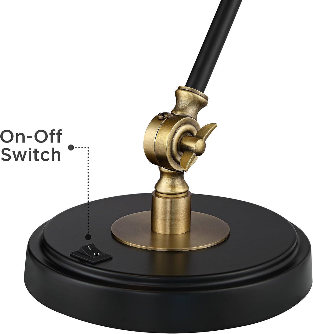 360 Lighting Wray 26 3/4' High Modern Adjustable Desk Lamp with USB Charging Ports A+C Painted Black Brass Metal Cone Shade for Living Room Bedroom House Bedside Nightstand Home Office Reading