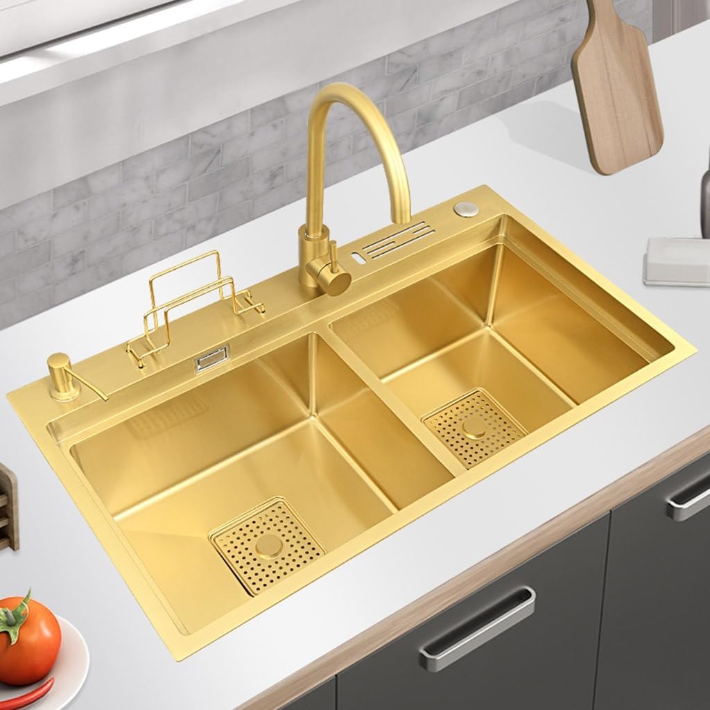 Single Bowl Stainless Steel Double Bowl Sink Multifunctional Large Size Sink Hotel Commercial Sink Kitchen Household Dishwashibasin (78 * 46 * 24Cm