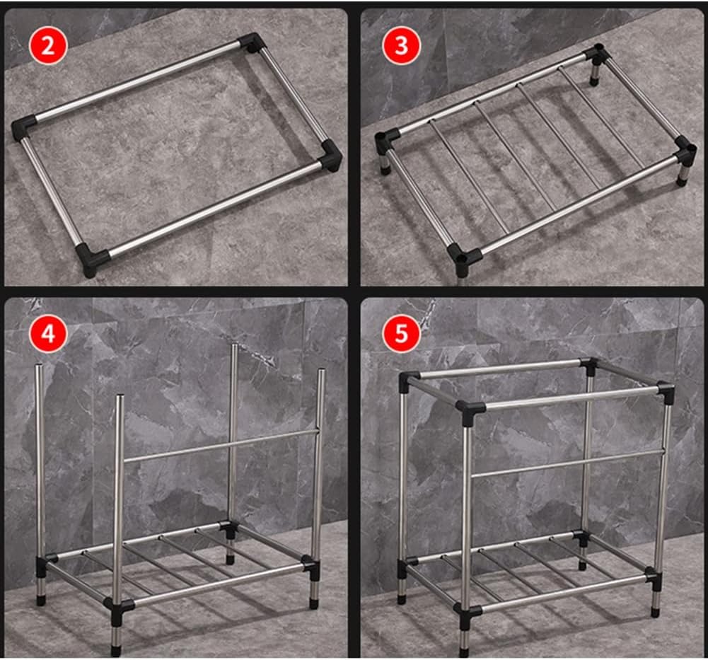 Free Standing Stainless Steel Single Bowl Sink with Faucet, Prep & Utility Washing Hand Basin W/Storage Shelves (Restaurant, Kitchen, Laundry, Garage) (Color : Silver, Size : 68x44cm) (Silver 37x