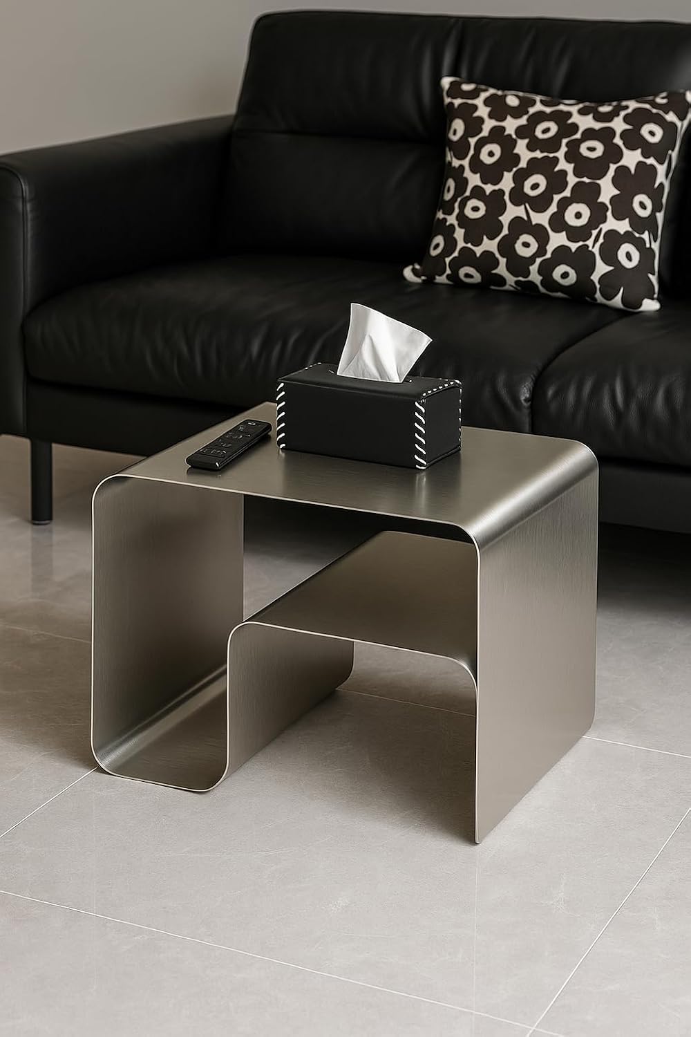 Modern Stainless Steel Side Table, Minimalist End Table with Seamless Curved Design, Durable Accent Table & Nightstand for Living Room, Bedroom, Sofa Side, and Coffee Table Use