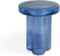 Coffee Table, Round Glass Side Table for Living Room, Modern Small End Table with Tempered Glass Top (Blue, 14.96in)
