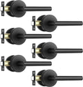 Leydebong 6 Pack Matte Black Door Handles Interior Passage Door Knob Lever, Interior Door Handles Matte Black for Closet, Nonlockable Hallway Closet Door Handle