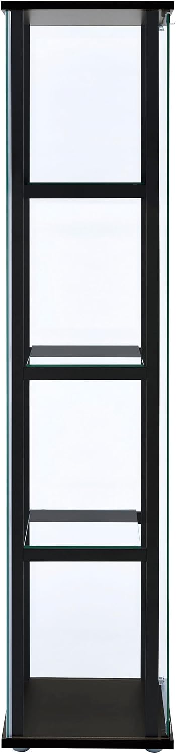 Coaster Home Furnishings Cyclamen 64-inch 5-Tier Clear Tempered Glass Curio Cabinet Display Case with Shelving Black 950171