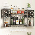Wall Mounted Wine Rack with Glass Holder for Home Bar Storage | Display Spirits & Glasses in Restaurants, Home Kitchens or Studios. Provides Effortless Storage Access