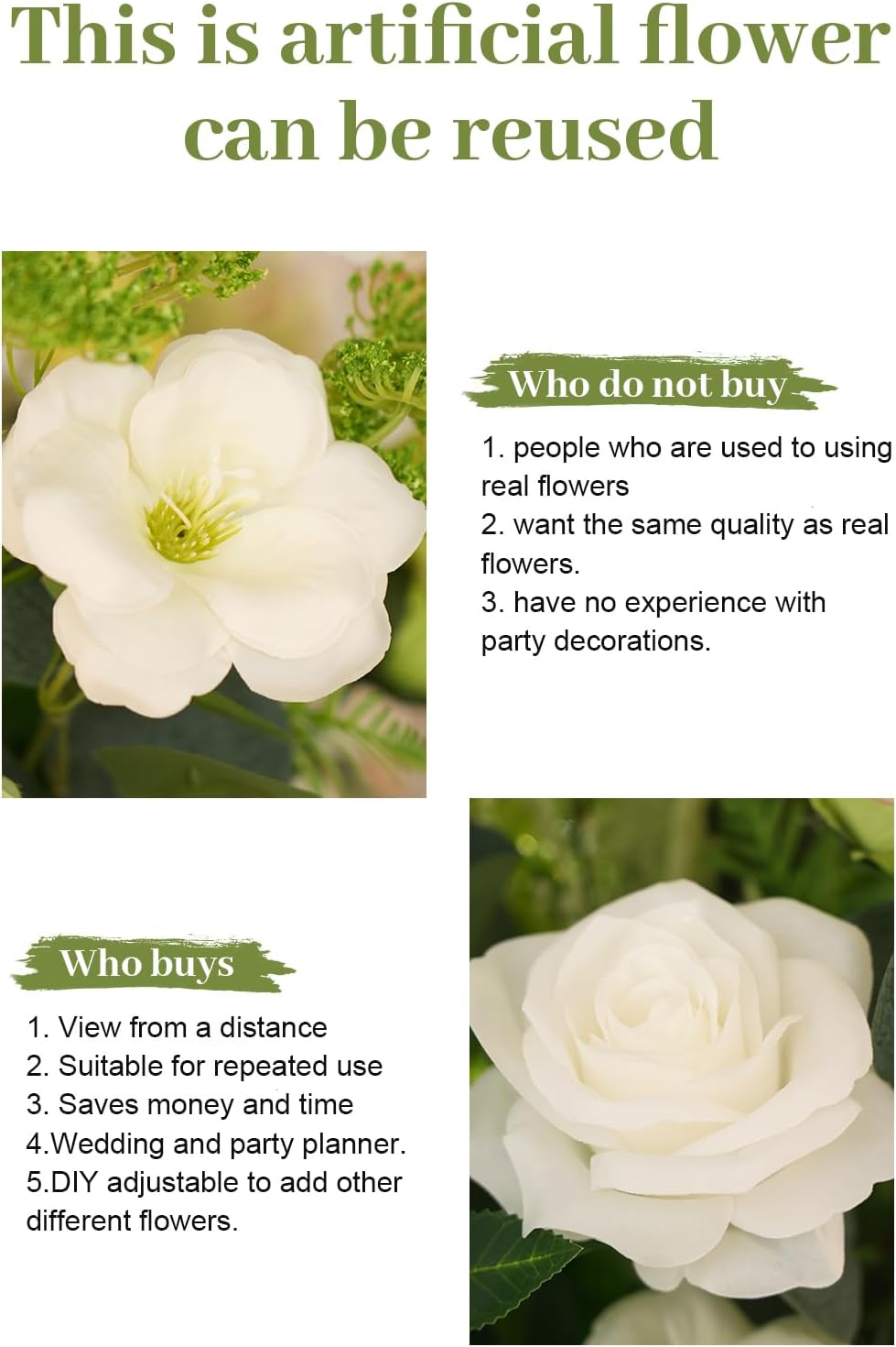 2pcs Free Standing Flowers Ball Bouquet Artificial Rose Floral Arrangements for Wedding Centerpieces Tables Aisle (Greenery)