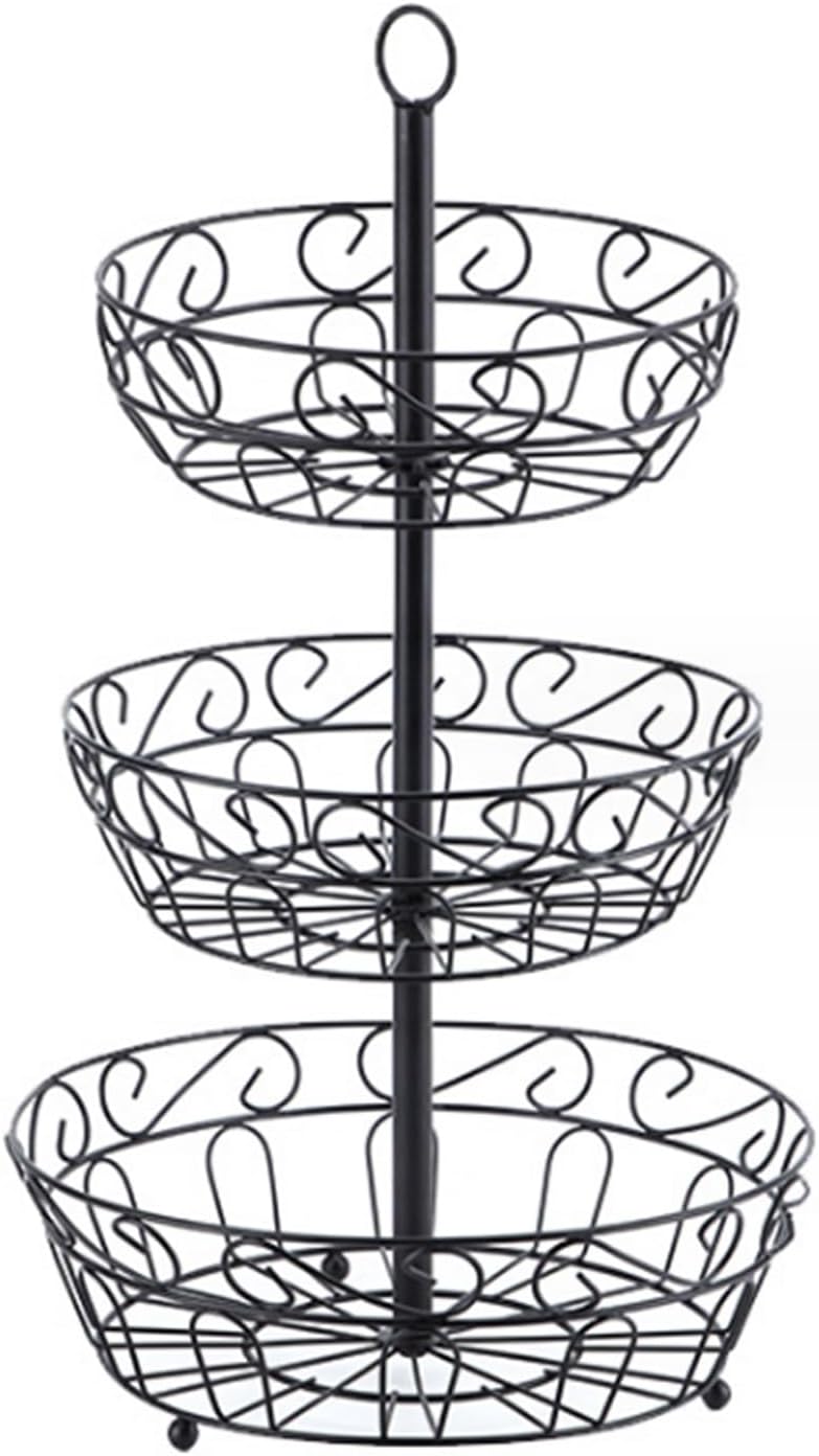 Fruit Bowl Vegetable Holder 3 Tier Fruit Basket Triple Layer Metal Wire Bowl For Kitchen Counter Top Three Tiered Holder Serving Bowls