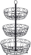 Fruit Bowl Vegetable Holder 3 Tier Fruit Basket Triple Layer Metal Wire Bowl For Kitchen Counter Top Three Tiered Holder Serving Bowls