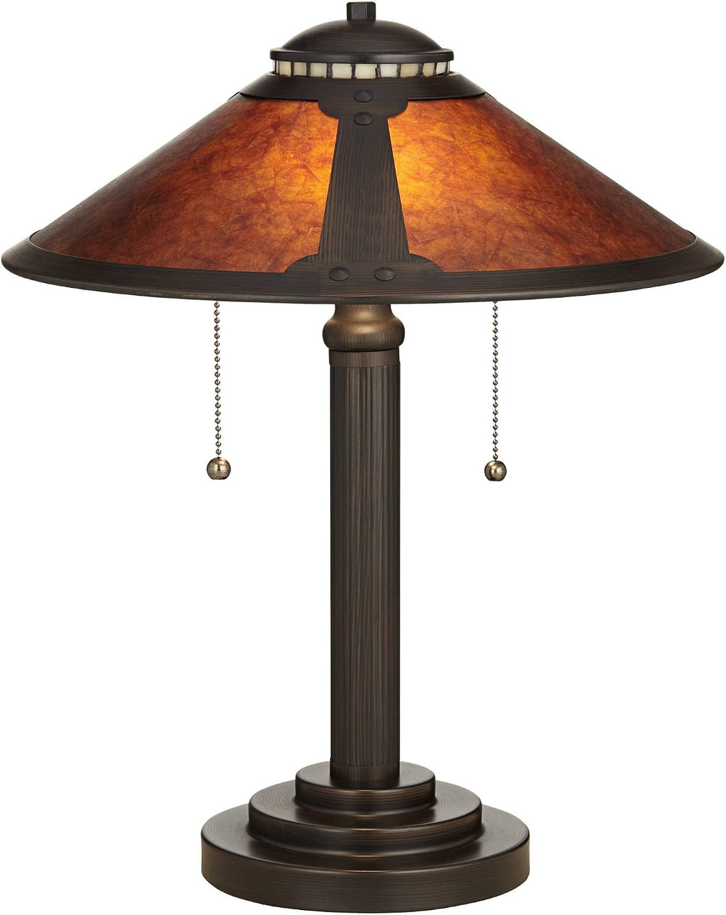 Robert Louis Tiffany Mica Collection Mission Tiffany Style Desk Table Lamp 18 1/2' High Rustic Oil Rubbed Bronze Natural Mica Shade Cottage Core Decor for Bedroom House Bedside Nightstand Home