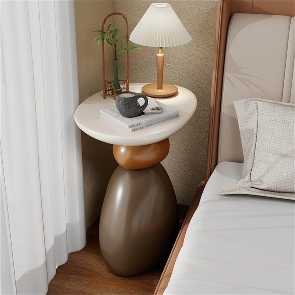 Modern Resin Bedside Table, Decorative Nightstand, Sofa Side Table, Modern Coffee Table, Suitable for Bedroom, Living Room, Balcony(White)