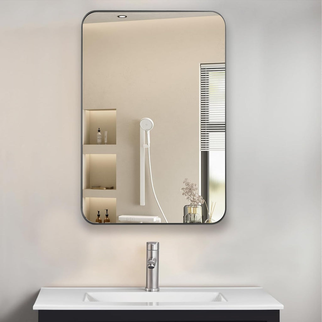 Bathroom Medicine Cabinet with 20'x26' Stainless Steel Framed Mirror,Recessed or Surface Mounted Bathroom Mirror Cabinet,Storage Cabinetfor Bathrooms, Guest Rooms, Apartments, Farmhouse Decor