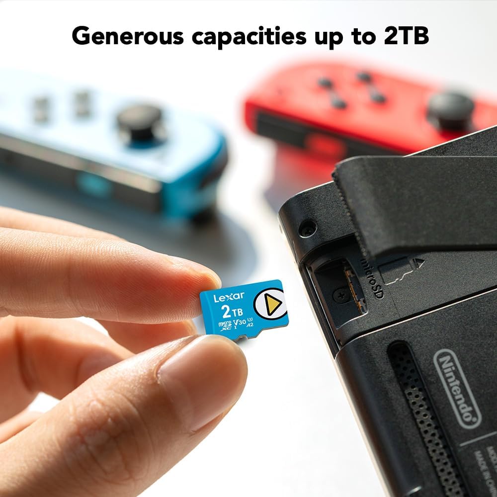 Lexar 2TB Play Blue Micro SD Card, UHS-I, C10, U3, V30, A2, 4K, Up to 160MB/s microSDXC Memory Card, Expanded Storage for Nintendo-Switch 1, Gaming Devices, Smartphones, Tablets (LMSPLBL002T-BNNNU)