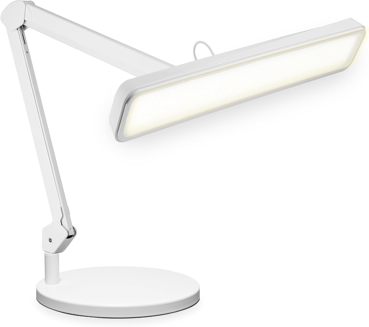 Neatfi XL 2,500 Lumens 30W LED Task Lamp with Base | 324 SMD LEDs | CCT | 5 Light Modes | 3000K–6000K | Dimmable | Adjustable Arm with Clamp | Desk Light for Home (White-2, 22-Inch Wide Shade)