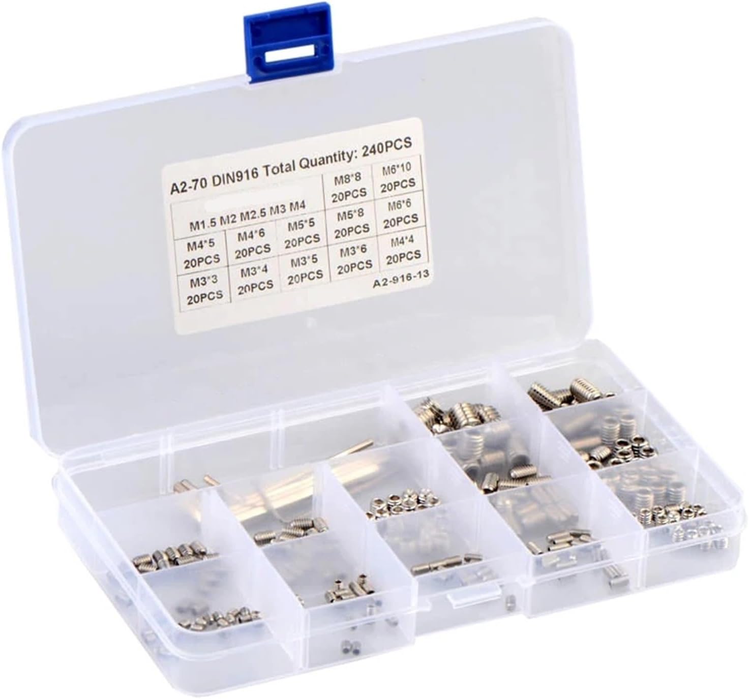 Exquisite 240pcs Hexagon Socket Set Screws Headless Assortment Kit 304 Stainless Steel M3 M4 M5 M6 M8 Concave End Machine Screw Durable