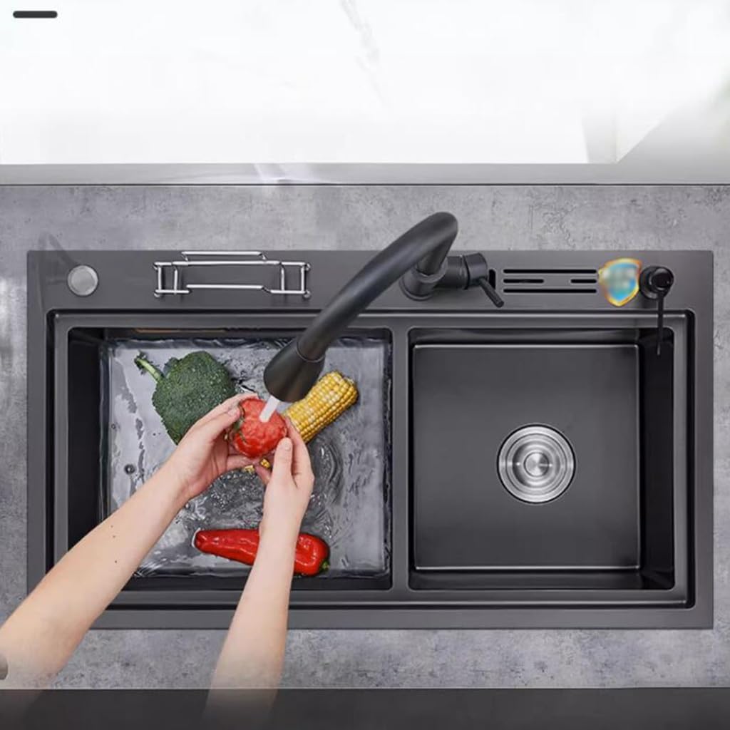 Single Bowl Kitchen Stainless Steel Sink Multifunctional Double Bowl Sink Large Capacity Dishwashiwater Sink Washbasin Thick Panel (78 * 46 * 22Cm