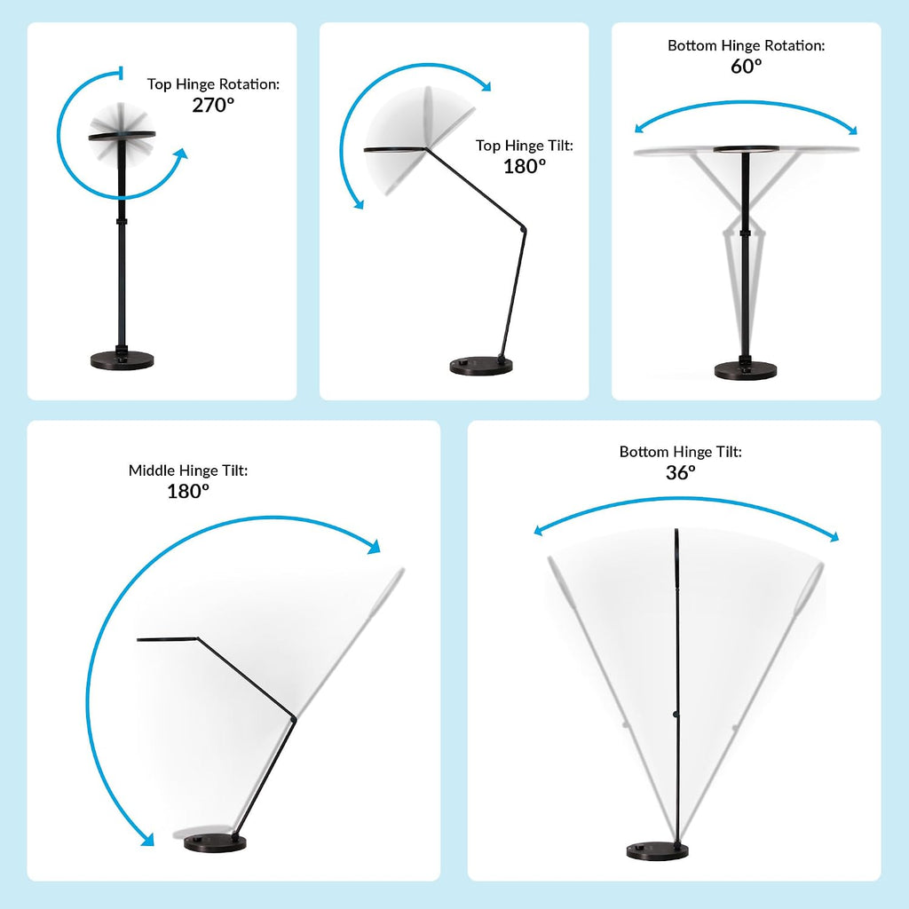 Vari LED Studio Lamp- Varidesk Modern Desk Lamp for Home Office- Flexible Positioning, Stable Base- Three Color Settings- Bright Task Lamp- Ideal for Study Area and Workspaces