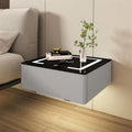 Floating Nightstand with Drawer, Bedside Shelf Wall Mounted Nightstand, Bedside Table with Wireless Charging and Smart Light, Side Table for Bedroom Modern Decor(Gray,48cm/18.9in)