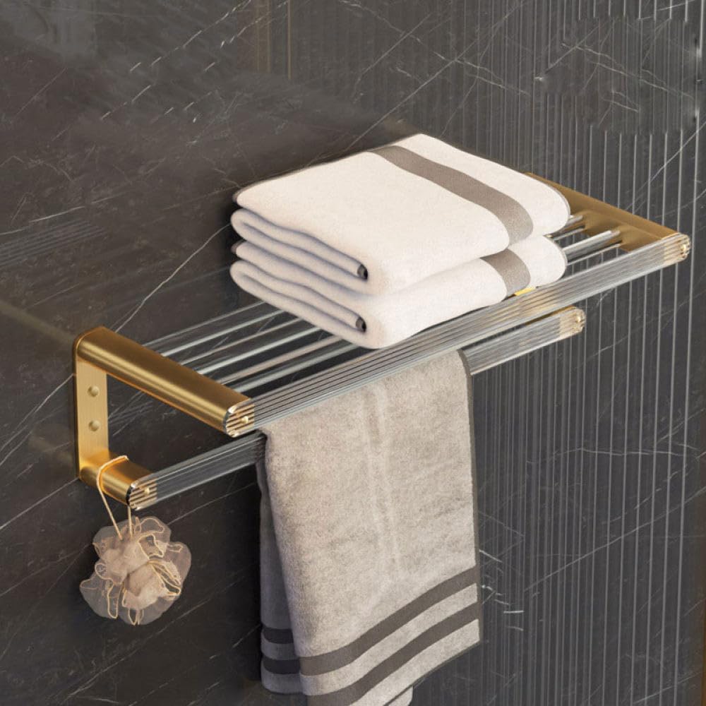 Bathroom Hardware Set, Gold Bath Accessories Wall Mounted Towel Rack,Towel Bar,Toilet Brush,Towel Hooks,Paper Holder,Towel Rack