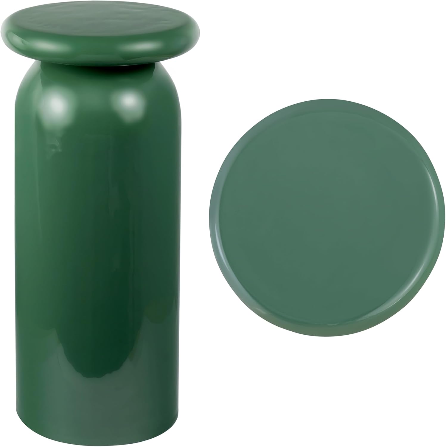 JONATHAN Y END1008A Miles 22.75' Mid-Century Modern Metal Sleek Cylinder Drink Table, Green for Living Room, Bedroom, Office, Bathroom