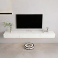 Solid Wood Floating TV Stand Wall Mounted, White, 70.86' Wall Mounted Entertainment Center Console, Hanging tv Media Shelf for Living Room, Bedroom (DSGWHITE-B, 55IN)