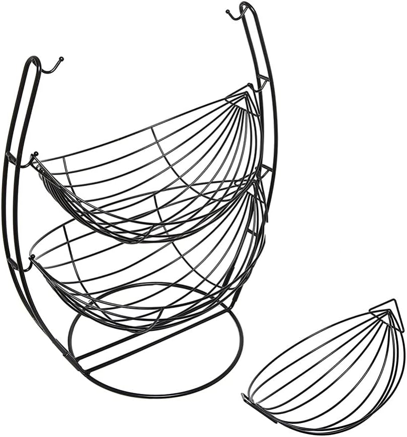 Fruit Bowl 3 Tier Black Triple Hammock Fruit Vegetables Produce Metal Basket Rack Display Stand Fruit Basket Fruit Plate