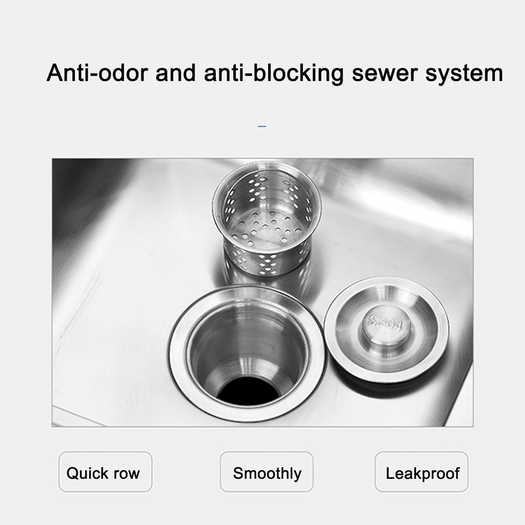 Kitchen Sink Bathroom Hand Wash Basin, Stainless Steel Space Saver Hand Wash Sink with Faucet and Drain, Utility Sink Single Bowl Sink for Restaurant, Kitchen and Home (Size : 42x38cm) ( 45x39cm)
