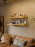 48 Inch Extra Long Floating Shelves, Set of 2 Deep Floating Shelves 12in Depth, Floating Shelves Long Heavy Duty Wood Shelves for Wall, Solid Wood Sleek Light Brown