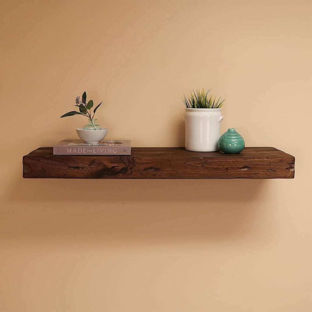 Urbandi Rustic Distressed Floating Shelves, Set of 2, Handmade Out of Pine Wood, 3 Inch Thick, Made in USA (Provincial, 36Lx3Hx6D)