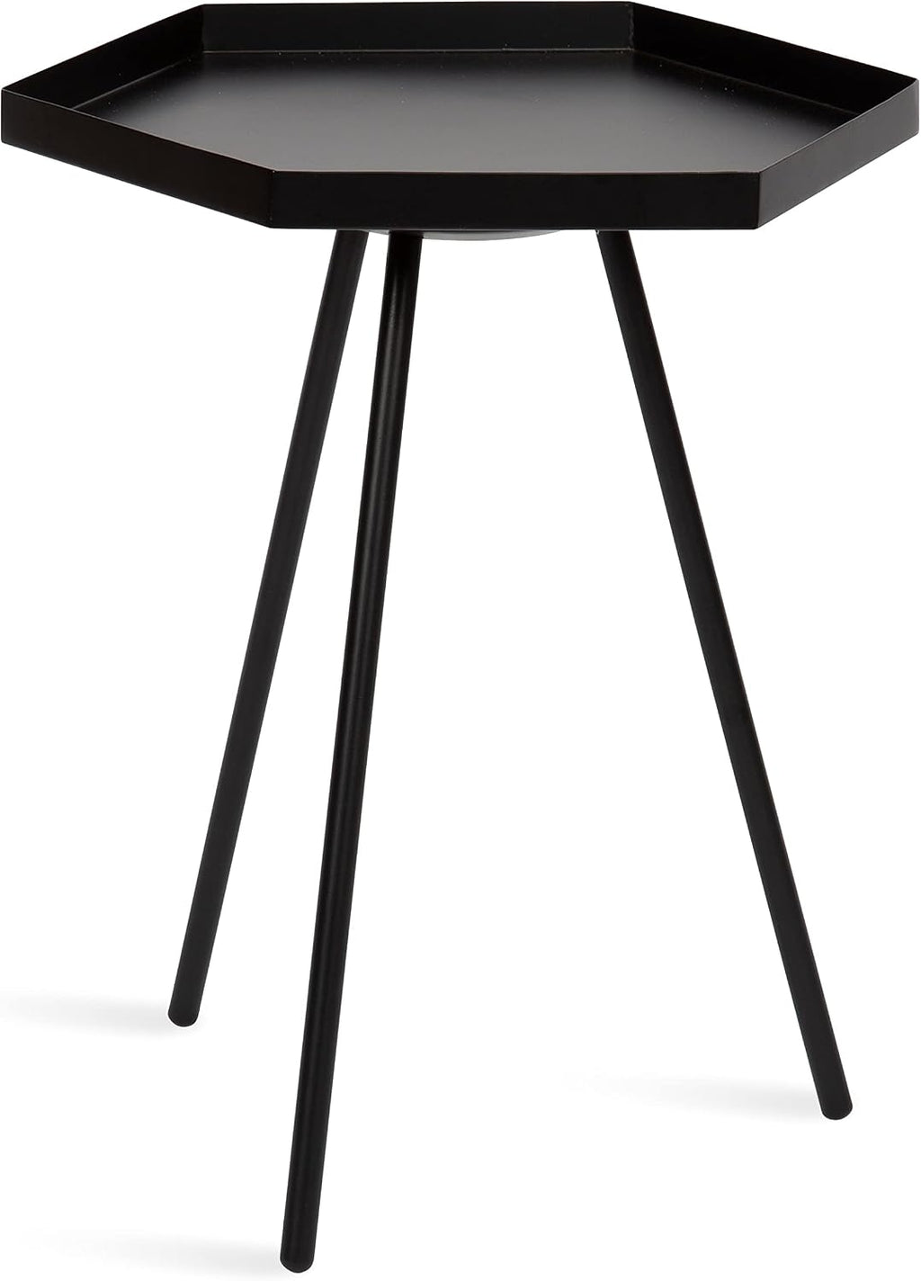 Kate and Laurel Kashvi Modern Side Table; 17 x 15 x 20; Black; Decorative Hexagon Bedroom Nightstand Table for Storage and Display