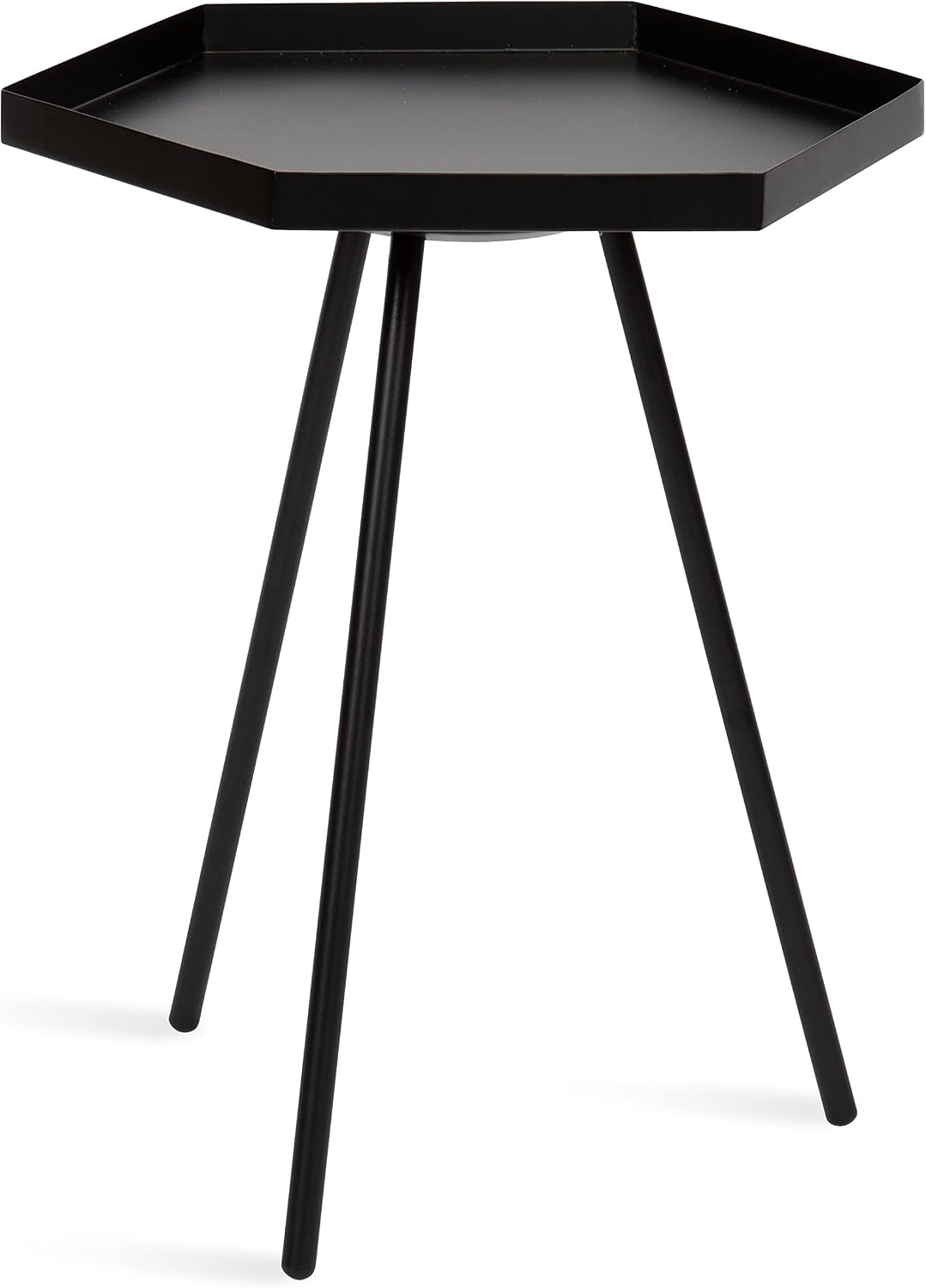 Kate and Laurel Kashvi Modern Side Table; 17 x 15 x 20; Black; Decorative Hexagon Bedroom Nightstand Table for Storage and Display
