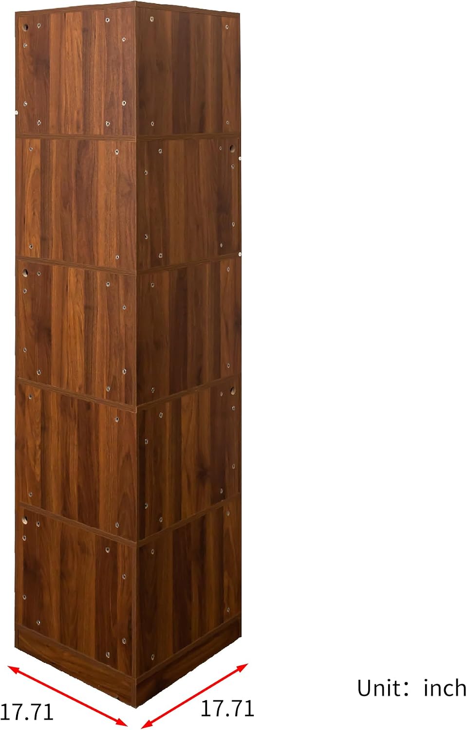 5-Tier Corner Bookshelf, L-Shaped Wood Corner Shelf with LED Lights and Baffle, Farmehouse Bookcase for Home Office Living Room Apartment, Walnut