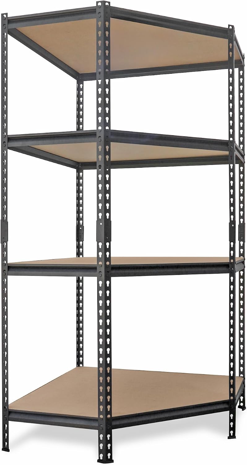 AR Shelving Pro Series Garage Storage Corner Shelving Unit — 4-Tier, Steel, Matte Black, 36in. W x 72in. H x 36in. D, 2000-Lb. Capacity, Model# TRCD18400KFUS0