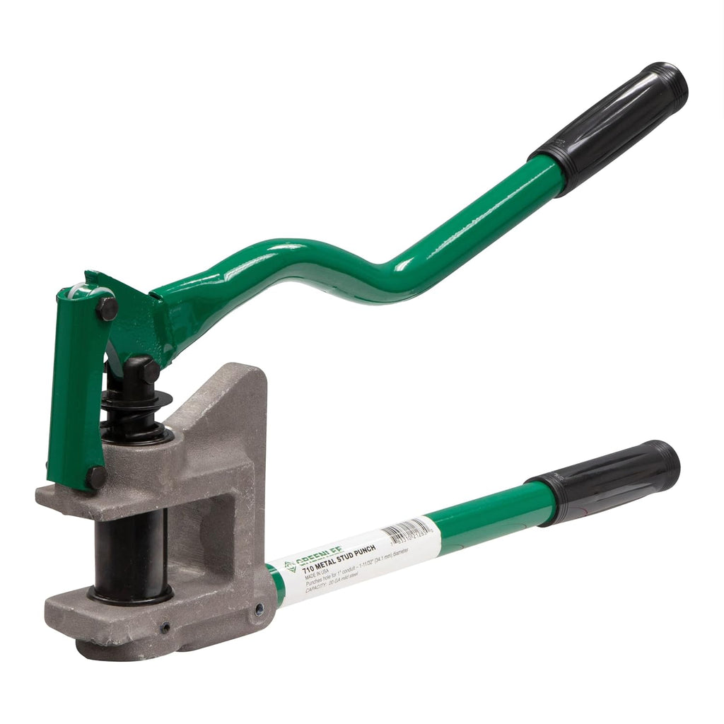 Greenlee 710 1-11/32' Manual Metal Stud Punch Tool with Aluminum Head and Contoured Handle, 1-11/32' Diameter Self-Stripping Stud Puncher
