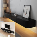 Floating TV Stand Large Floating TV Shelves Wall Mounted Multi Storage Compartment TV Media Console Floating TV Cabinet Bench Under TV Large Storage (Black B with LED, 63.0 * 7.9 * 11.8 in)