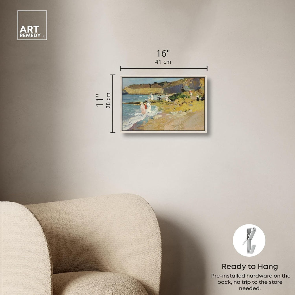 Art Remedy Classic Landscape Canvas, 15' x 10', Silver Frame, Rocks at the Lighthouse