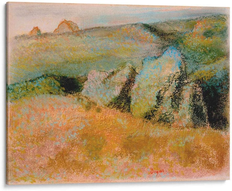 Canvas Lab | Landscape with Rocks by Edgar Degas | 40 x 30 in | Canvas Print Wall Art | Classical art, Impressionism, Scenery | Wall Decor for Bedroom, Living Room or Office