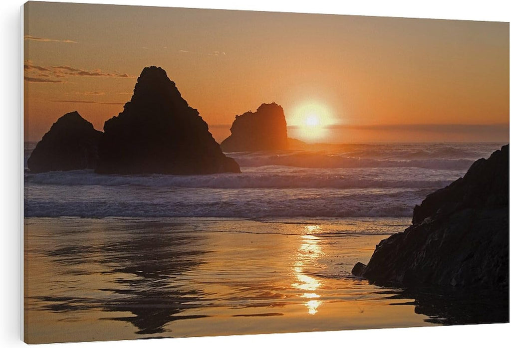 CafePress Canvas Wall Art Beach Orange Sunset Bandon Ready to Hang for Living Room, Bedroom or Office